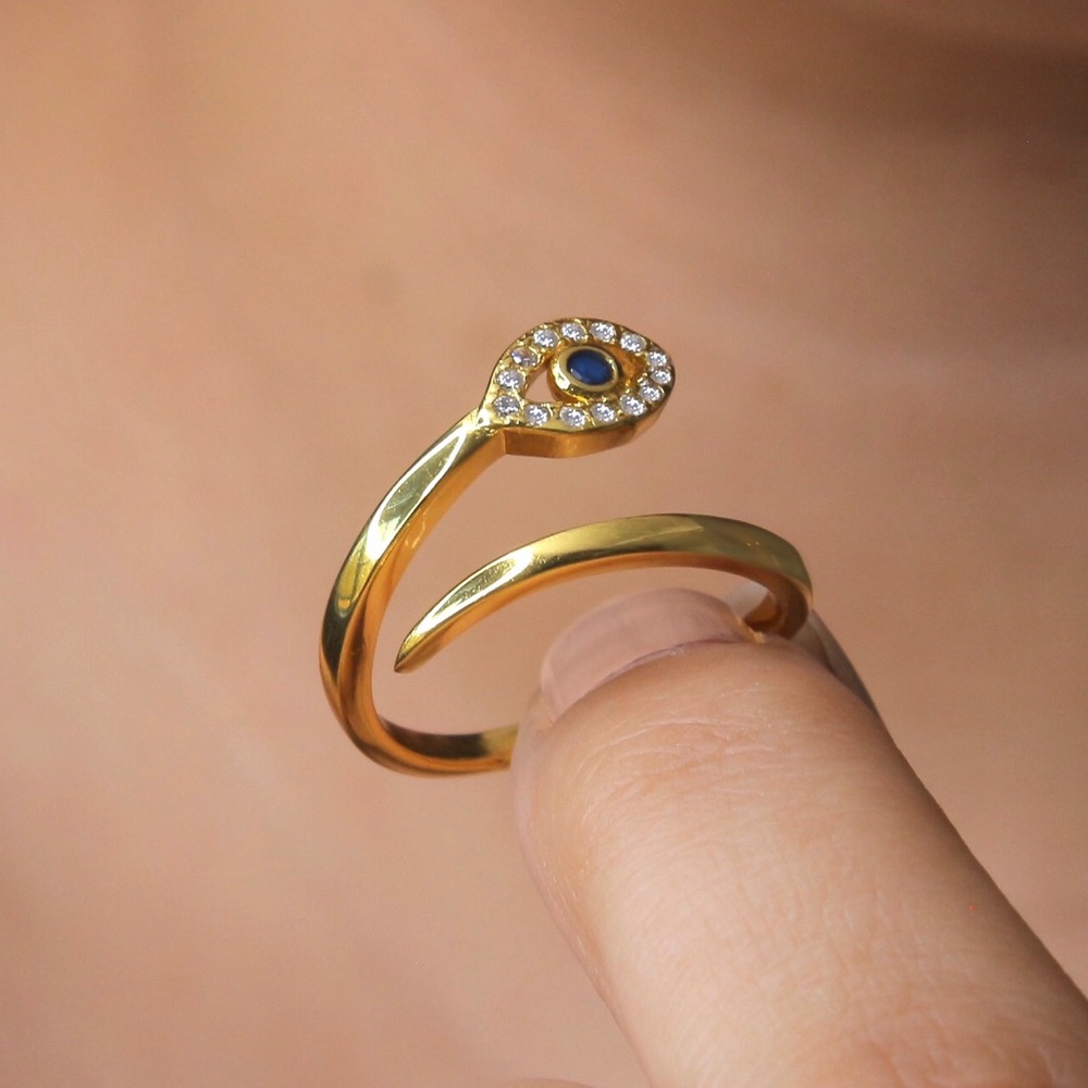 18K Evil Eye Ring | Gold Plated on Sterling Silver